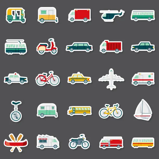 Vector illustration of Transportation Sticker Set