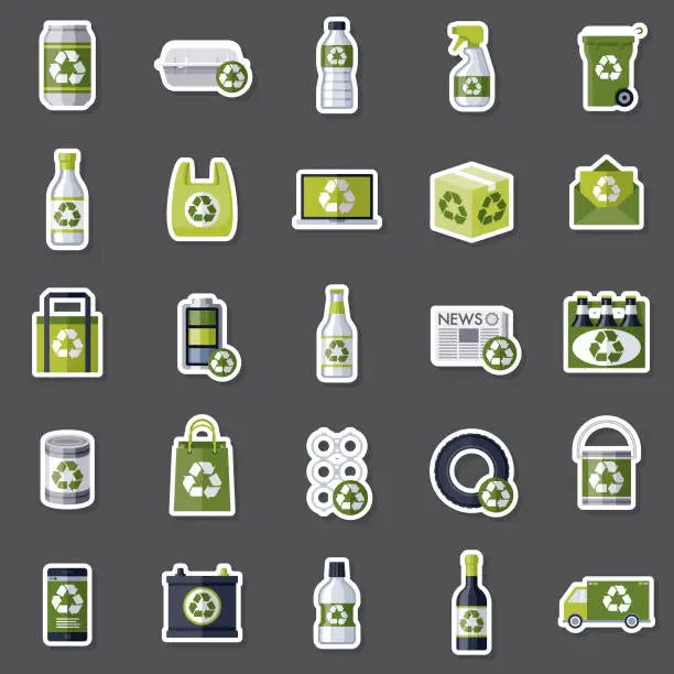 Vector illustration of Recyclables Sticker Set
