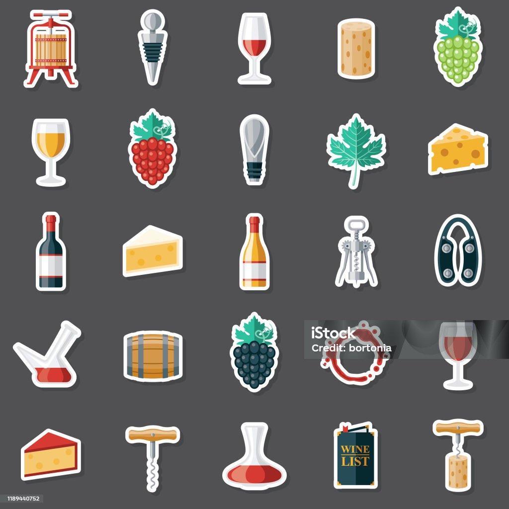Local Wine Sticker Wine Sticker Set Stock Illustration - Download Image Now - Sticker ...