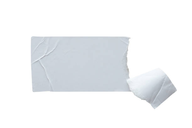 istock Torn paper sticker label isolated on white background 1189444787