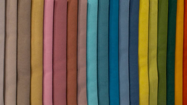 istock Multi-colored strips of fabric, samples of textile material. Soft fleecy fleece, a palette of color shades 1189453305