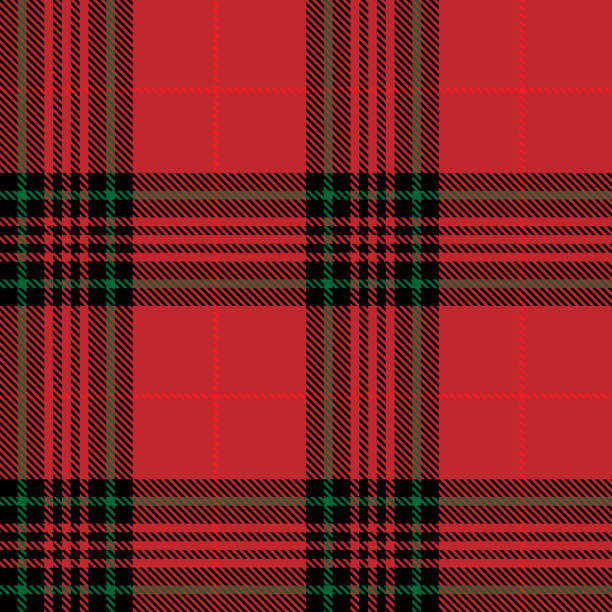istock Tartan plaid seamless pattern green black red line fabric texture red background, Scottish cage 1189472067