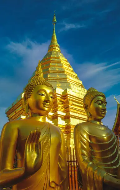 Photo of Temple in bangkok thailand ancient architecture art Chedi Phra That Doi Suthep in Chiang Mai, Thailand asia