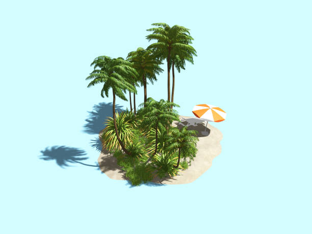 istock private Island in the ocean. 3D illustration 1189475811