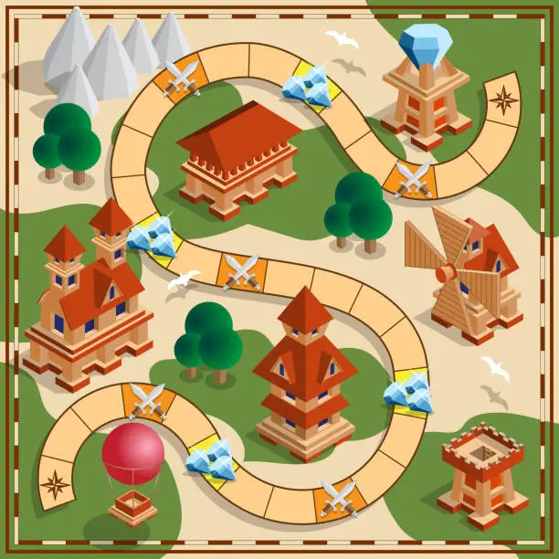 Vector illustration of Board game of the medieval theme.