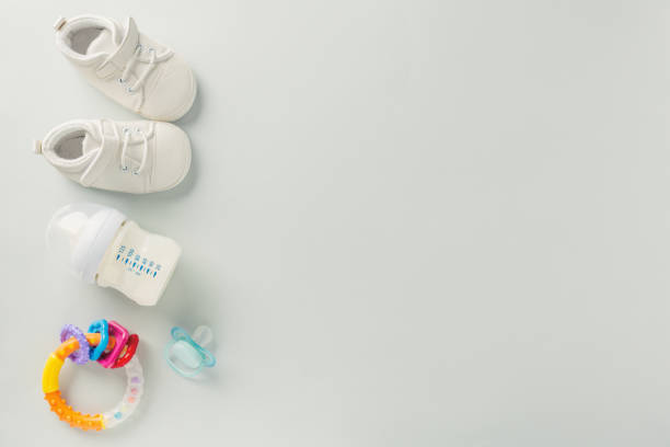 istock Baby care accessories flat lay 1189476623