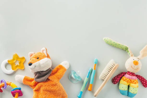 istock Baby care accessories flat lay 1189476643