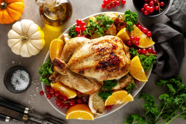 istock Tasty chicken or turkey on dark background 1189476747