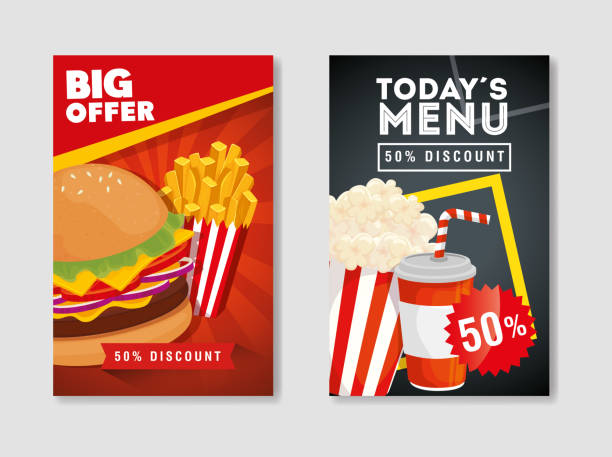 istock set of poster delicious fast food offer 1189477683