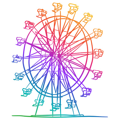 ferris wheel ride at the fair in sketch vector illustration