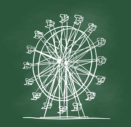 ferris wheel ride at the fair in sketch vector illustration