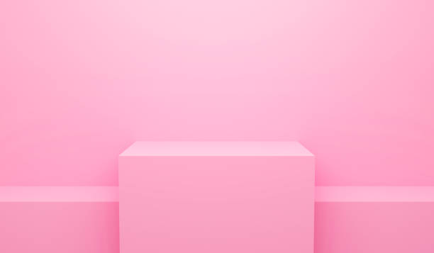 istock 3D render illustration of pink abstract geometric background or texture. Bright pastel podium or pedestal backdrop. Blank minimal design concept. Stage for awards ceremony on website in modern. 1189484792