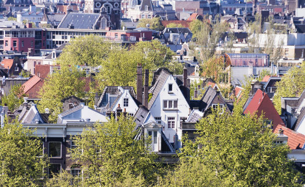 istock Amsterdam homes aerial view among trees 1189485732