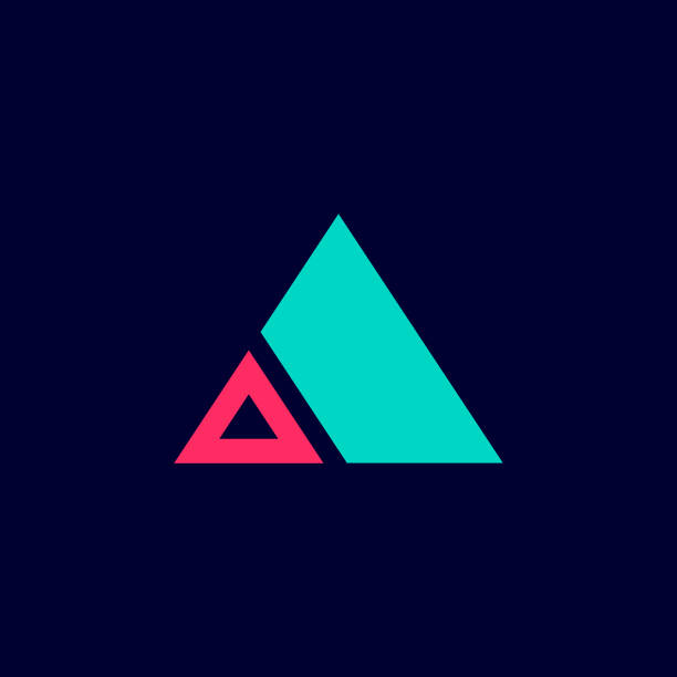 dreieck form logo zeichen - triangle square shape label symbol stock-grafiken, -clipart, -cartoons und -symbole