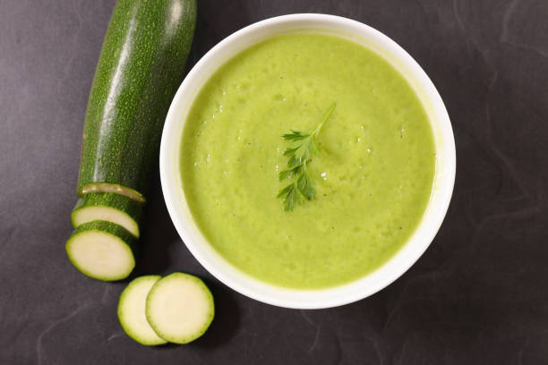 istock zucchini soup in bowl, winter comfortable soup 1189489988