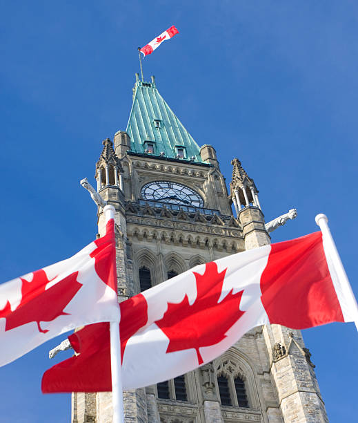 istock Canadian flags and Parliament, Ottawa 118949512