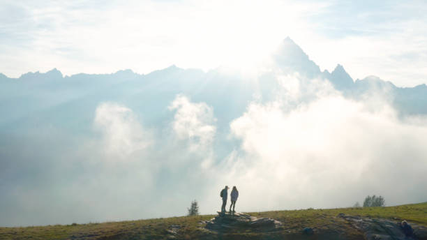 istock Female hikers take selfie in mountains 1189496162