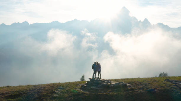 istock Female hikers take selfie in mountains 1189496165