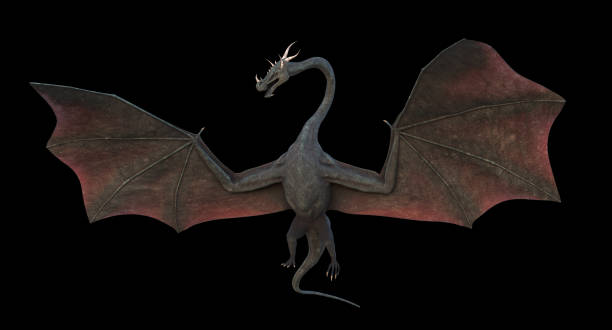 istock dragon, magical creature isolated on black background 1189502034