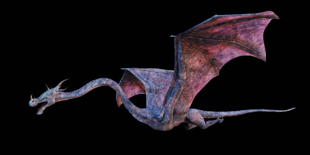 istock dragon, mythical flying serpent isolated on black background 1189502170