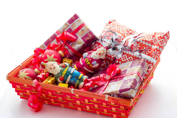 istock Basket with Christmas gifts 1189502242