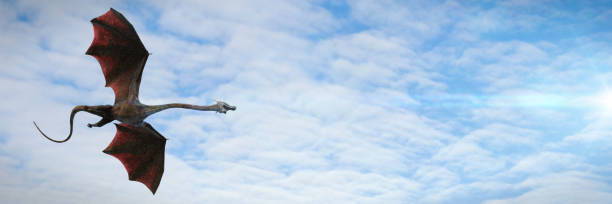 istock dragon, mythological monster flying in the sky 1189503273