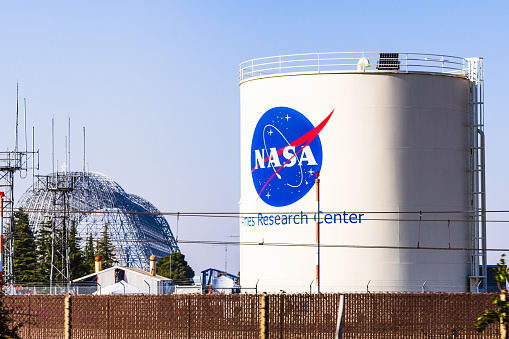 Oct 27, 2019 Mountain View / CA / USA -  NASA Ames Research Center (or NASA Ames) is a major NASA research center located at Moffett Airfield in Silicon Valley, South San Francisco Bay Area