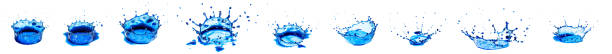 istock Water splashes with abstract shapes. Blue fluid splashes. Isolated from background. 1189504580