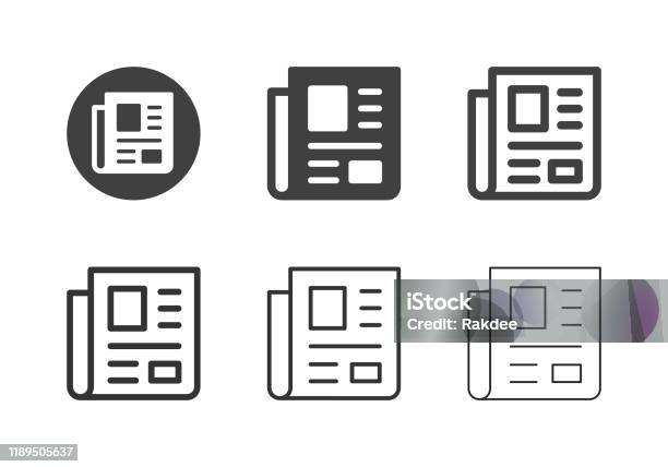 Newspaper Icons Multi Series Stock Illustration - Download Image Now - Icon, Newspaper, The Media