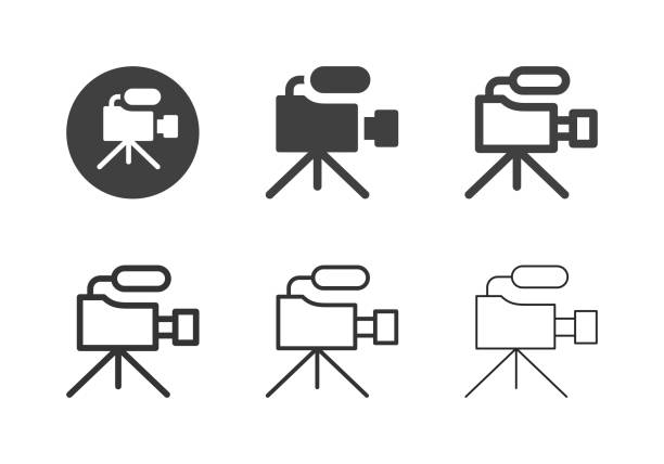 비디오 카메라 아이콘 - 멀티 시리즈 - television camera stock illustrations