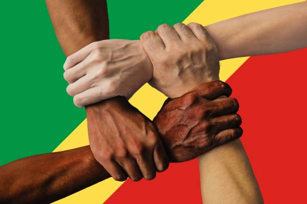 istock congo flag, intergration of a multicultural group of young people 1189506798