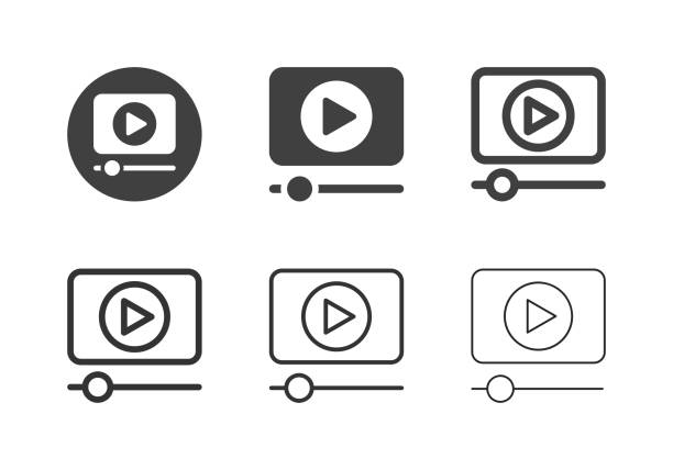 illustrations, cliparts, dessins animés et icônes de icônes de lecteur de médias - série multi - interface icons push button downloading symbol
