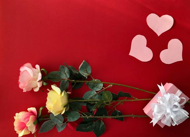 istock Valentine's day card template, copy space, on red background 1189507424