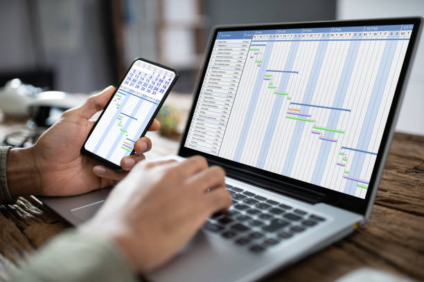 istock Businessperson Analyzing The Gantt Chart 1189508116