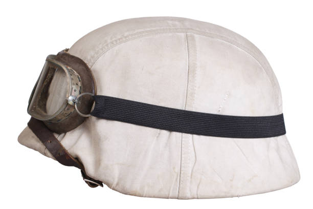 istock camouflaged nazi german helmet with protective goggles 1189508198