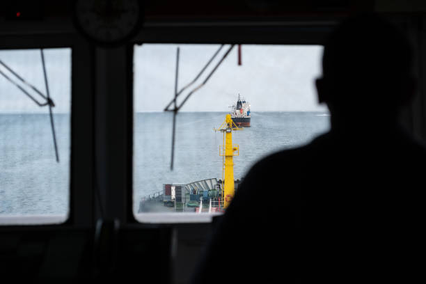 istock View from pilot house on the vessel which is ahead. 1189510573