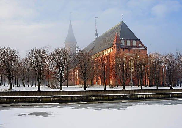Kind on a cathedral in Kaliningrad in the winter