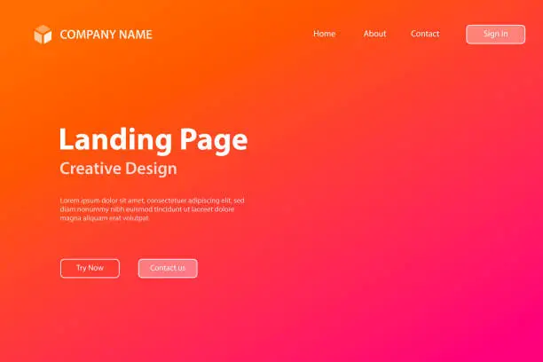 Vector illustration of Landing page Template - Abstract blurred background - defocused Red gradient