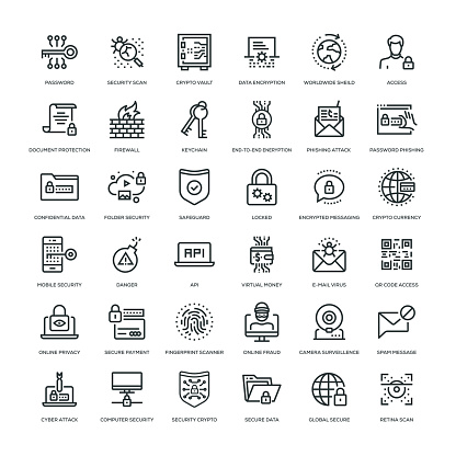 36 Cyber Security Icons - Line Series