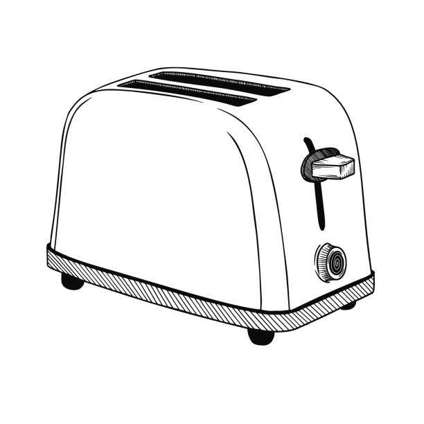 ilustrações de stock, clip art, desenhos animados e ícones de sketch toaster on a white background. vector illustration in sketch style. - torradeira