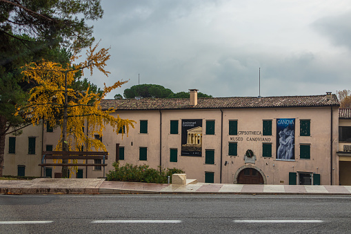 Possagno (Treviso), Italy - November 21, 2019:View of the Gypsotheca site of the exhibition of works by Antonio Canova