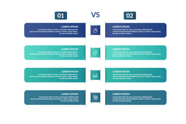 ilustrações de stock, clip art, desenhos animados e ícones de comparison infographic template design for business presentation - comparação