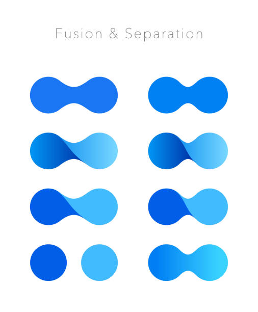 Fusion image logo mark set Fusion image logo mark set, design, water, icon, sign integration concepts stock illustrations