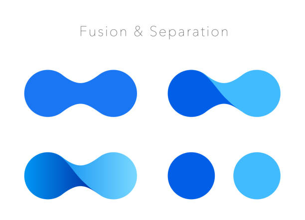 ilustrações de stock, clip art, desenhos animados e ícones de fusion image logo mark set - curve shape symbol abstract