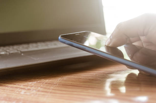 istock Business people with technology working at modern workplace. Internet of things concept. 1189545339