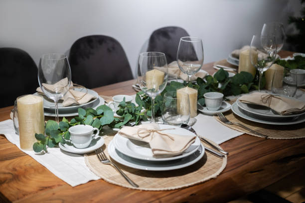 istock Table served for Christmas dinner in living room 1189546688
