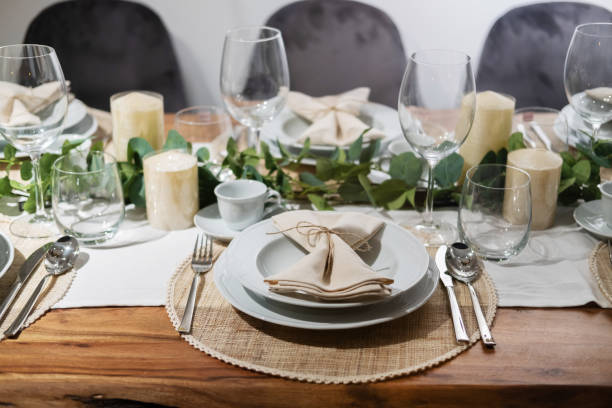istock Table served for Christmas dinner in living room 1189548515