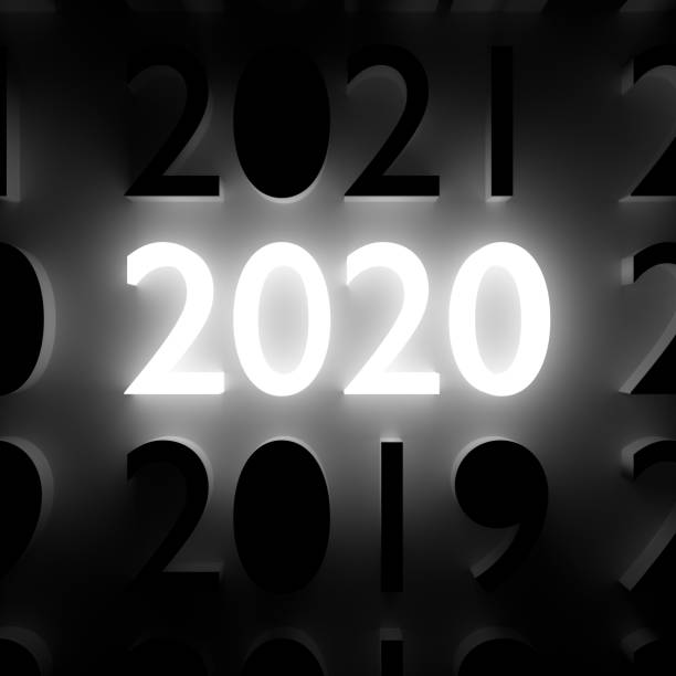 istock Luminous 2020 number on wall. New Year concept 1189551643