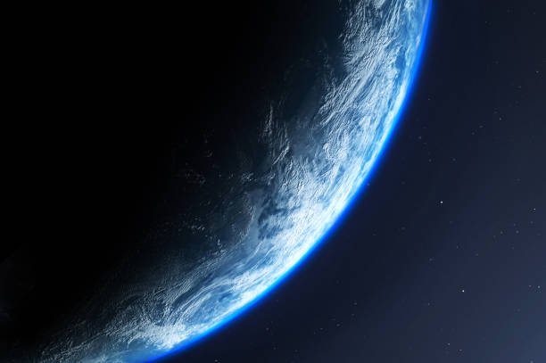 지구에서 본 지구 행성, 행성 지구의 3d 렌더링. - earth stratosphere space planet 뉴스 사진 이미지