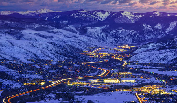 istock View of Vail Valley at Sunset and Dusk 1189557772